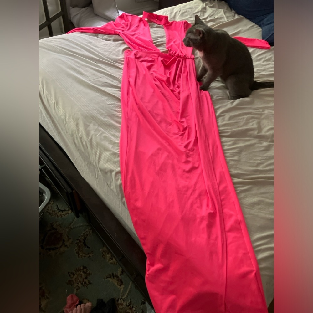 Floor length slit leg dress